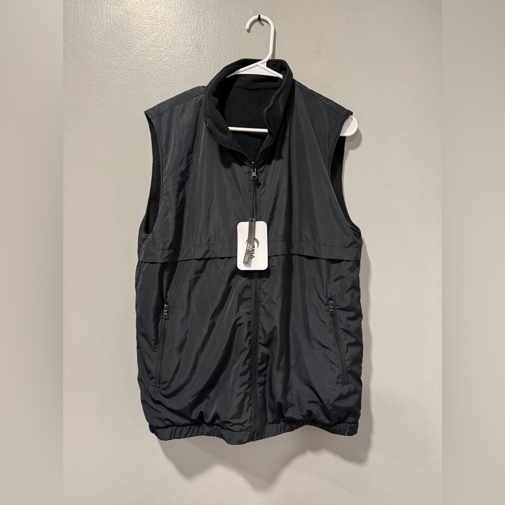 NWT Zyia Active Men’s Reversible Fleece Vest In Black Size Medium